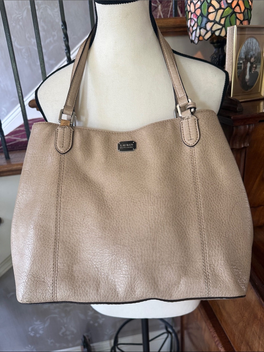 LAUREN by RALPH LAUREN ladies tan leather tote - Picture 13 of 15